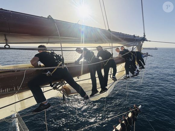 La princesse Leonor d'Espagne est en formation sur le voilier école Juan Sebastian De Elcano le 31 janvier 2025. LALO YASKY / BESTIMAGE