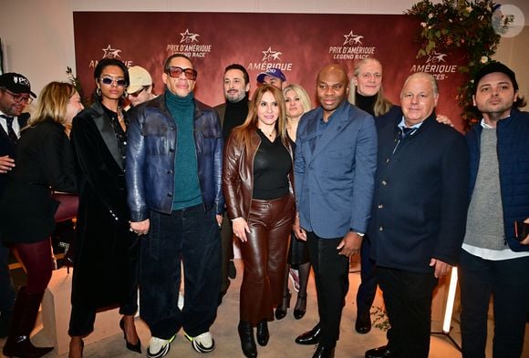 JoeyStarr et sa compagne Pauline Latchoumanin, Michael Cohen,Pierre M'Bappé, Emmanuel Petit, Norman Thavaud et sa femme Martha, - 104ème édition du Prix d'Amérique 2025 à l'hippodrome Paris-Vincennes le 26 janvier 2025. © Christian Liewig/Bestimage