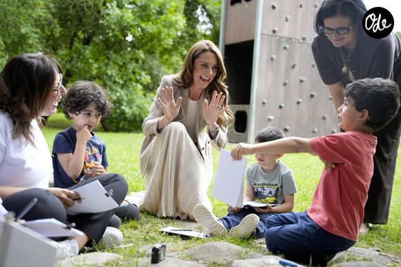 Catherine (Kate) Middleton, princesse de Galles, visite l'école maternelle Salvador Allende à Reggio Emilia (Italie), lors de son voyage consacré à la petite enfance, le 14 mai 2026. © GOFF / Bestimage