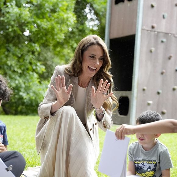 Catherine (Kate) Middleton, princesse de Galles, visite l'école maternelle Salvador Allende à Reggio Emilia (Italie), lors de son voyage consacré à la petite enfance, le 14 mai 2026. © GOFF / Bestimage