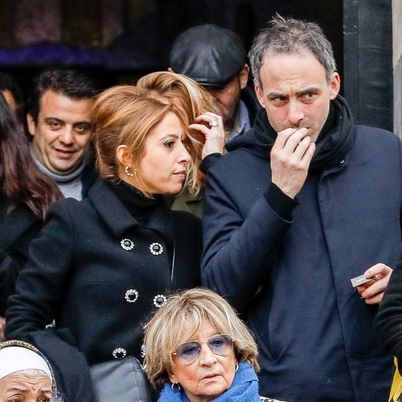 Léa Salamé et son compagnon Raphaël Glucksmann - Obsèques de Sébastien Demorand à la Coupole du crématorium du cimetière du Père-Lachaise à Paris, France, le 31 janvier 2020.