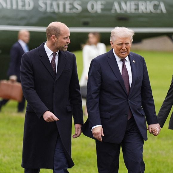 Le prince de Galles (à gauche) reçoit le président américain Donald Trump au château de Windsor à Windsor, Berkshire, Angleterre, Royaume-Uni, le 17 septembre 2025, au premier jour de sa deuxième visite d'État au Royaume-Uni à Windsor, Berkshire, Angleterre, Royaume-Uni, le 17 septembre 2025. Photo by Photo by Aaron Chown/PA Wire/ABACAPRESS.COM
