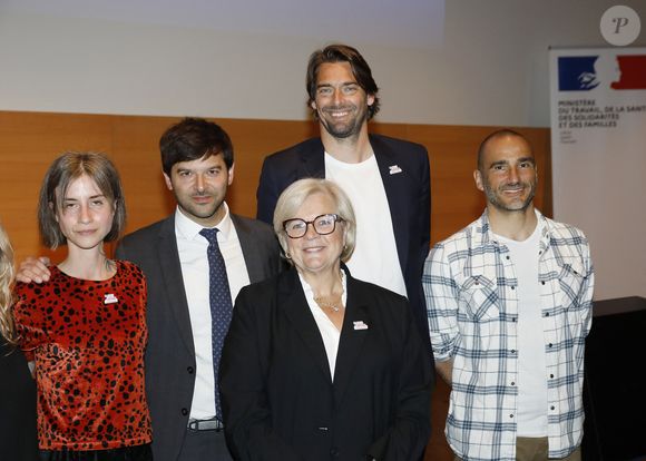 Exclusif - Catherine Vautrin,  Camille Lacourt - Avant-première su documentaire "Santé mentale, briser le tabou" dans l'Amphithéâtre Laroque au Ministère du Travail à Paris le 15 avril 2025. © Marc Ausset-Lacroix/Bestimage