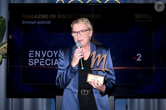 Exclusif - Elise Lucet , magazine de société préféré pour “Envoyé spécial” et émission d’investigation préférée pour “Cash investigation” lors de la soirée de remise de prix Molotov TV Awards 2024, première édition, pour récompenser les programmes télés préféré

© Rachid Bellak / Bestimage