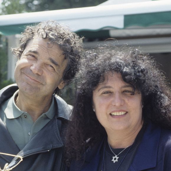 Pierre Perret et sa femme Rebecca à Roland-Garros en 1991. © Michel CROIZARD via Bestimage
