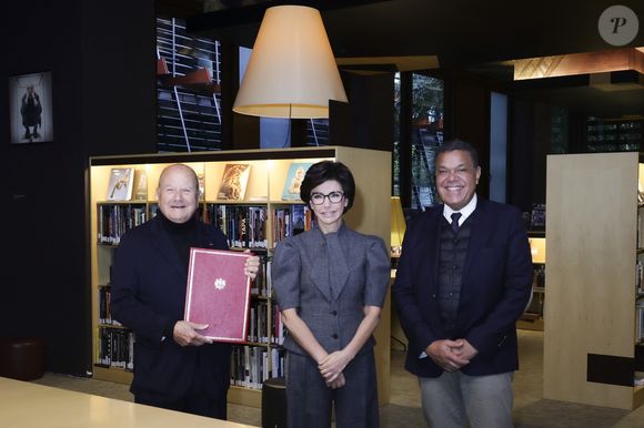 Signature de la 2ème convention entre Fimalac et le Musée du Quai Branly, en présence de Marc Ladreit de Lacharrière, Rachida Dati et Emmanuel Kasarhérou, Paris, France, le 28 fevrier 2025. Jack Tribeca / Bestimage