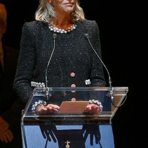 Exclusif - La princesse Caroline de Hanovre (La princesse a troqué sa chevelure argenté contre un blond cendré) lors de la cérémonie de proclamation de l'édition 2024 des Prix de la Fondation Prince Pierre à l'opéra Garnier à Monaco, le 8 octobre 2024.