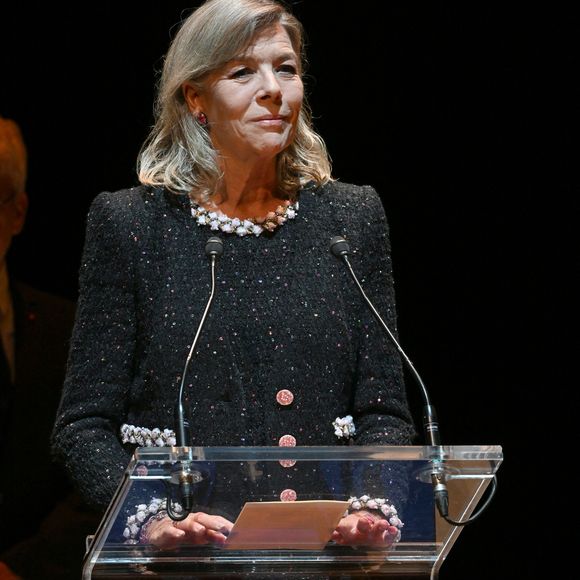 Exclusif - La princesse Caroline de Hanovre (La princesse a troqué sa chevelure argenté contre un blond cendré) lors de la cérémonie de proclamation de l'édition 2024 des Prix de la Fondation Prince Pierre à l'opéra Garnier à Monaco, le 8 octobre 2024.