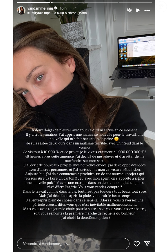 "A deux doigts de pleurer avec tout ce qu'il m'arrive en ce moment. Il y a trois semaines, j'ai appris une mauvaise nouvelle pour le travail. Une nouvelle qui m'a fait beaucoup de peine. Je suis restée deux jours dans un mutisme terrible, avec un nœud dans le ventre"

Inès Vandamme se confie sur ses derniers jours compliqués.