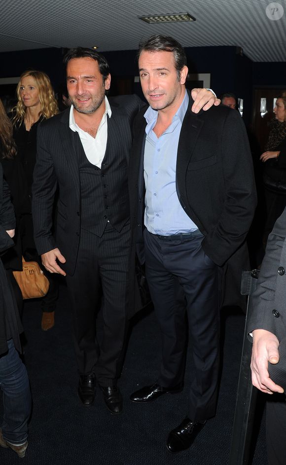 Gilles Lellouche et Jean Dujardin à la première du films "Les infidèles". © Guillaume Gaffiot /Bestimage