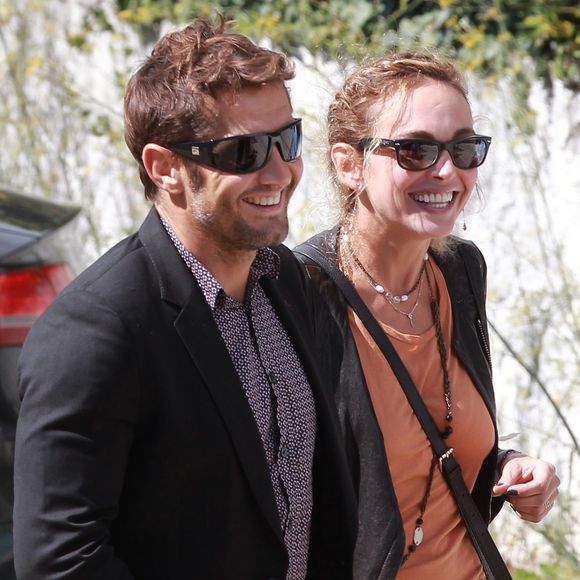 Bixente Lizarazu et Claire Keim - Mariage religieux de Pascal Obispo et Julie Hantson en l'église Notre-Dame-des-Flots au Cap-Ferret le 19 septembre 2015