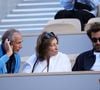 Olivier Kretz, Sandrine Kretz, Martin Kretz (série L'Agence sur TMC et Netflix) - Les célébrités dans les tribunes des Internationaux de France de tennis de Roland Garros 2024 à Paris le 5 juin 2024. © Jacovides-Moreau/Bestimage