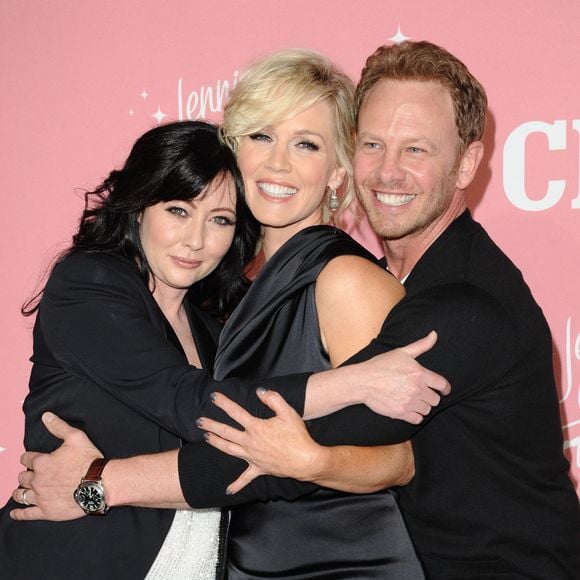 Shannen Doherty, Jennie Garth and Ian Ziering attending the Jennie Garth 40th Birthday Celebration held at the London Hotel, Los Angeles, CA, USA on April 19, 2012. Photo by Sara de Boer/Startraks/ABACAPRESS.COM