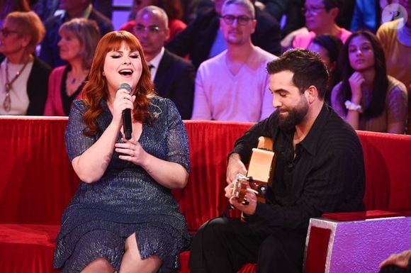 Exclusif - Sarah Schab et Kendji Girac - Enregistrement de l'émission "Vivement Dimanche" au studio Rive gauche, présentée par M. Drucker le 20 janvier 2025. L'émission sera diffusée sur France 3 le 26 janvier. © Guillaume Gaffiot/Bestimage