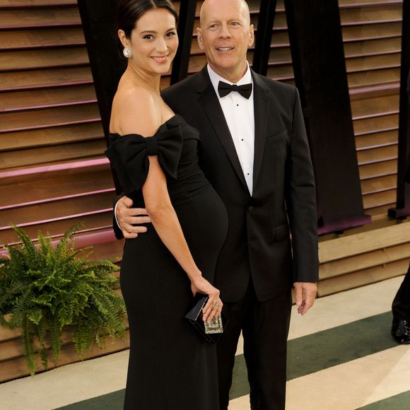Bruce Willis et sa femme Emma Heming (enceinte) - People à la soirée Vanity fair après les Oscars 2014 à West Hollywood. Le 2 mars 2014. Action Press / Bestimage