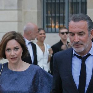 Exclusif - Jean Dujardin et sa femme Nathalie Péchalat arrivent à la cérémonie " 2023 Laureus World Sports Awards" à Paris le 8 mai 2023.