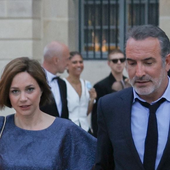 Exclusif - Jean Dujardin et sa femme Nathalie Péchalat arrivent à la cérémonie " 2023 Laureus World Sports Awards" à Paris le 8 mai 2023.