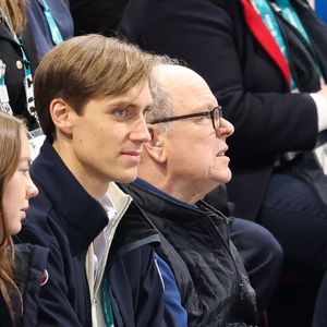 Le Prince Albert II de Monaco avec la Princesse Alexandra de Hanovre et son petit ami Ben Sylvester Strautmann assistent au programme court du patinage simple masculin lors de la quatrième journée des Jeux Olympiques d'hiver de Milano Cortina 2026 au Milano Ice Skating Arena le 10 février 2026 à Milan, Italie. Photo par Alexis Jumeau/ABACAPRESS.COM