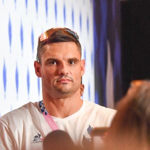 Florent Manaudou - L'équipe de France de natation acclamée au club France lors des Jeux Olympiques de Paris2024 (JO) le 5 aout 2024.