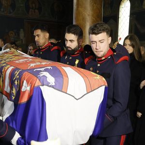 Princesse Leonor (La princesse Leonor), Infante Sofia (L'infante Sofia d'Espagne), Reine Sofia (La reine Sofia), Reine Letizia (La reine Letizia d'Espagne) et Roi Felipe (Le roi Felipe VI d' Espagne) - La famille royale d'Espagne assiste au service commémoratif de la princesse Irène de Grèce à la cathédrale orthodoxe grecque de Saint-André et Saint Démétrius, à Madrid, Espagne, le 17 janvier 2026. © Pool/Bestimage