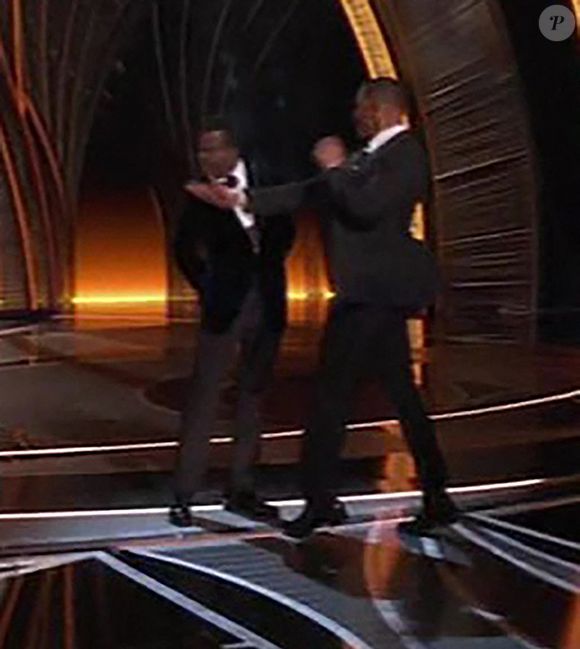 Moment de sidération aux Oscars 2022: Will Smith frappe Chris Rock sur scène le 27 mars 2022.
Bestimage