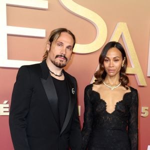 Zoe Saldana, son mari Marco Perego -  Photocall de la 50ème édition de la cérémonie des César à l'Olympia à Paris, France, le 28 février 2025 © Dominique Jacovides - Olivier Borde / Bestimage