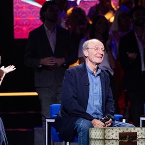 Faustine Bollaert, Laurent Ruquier, Philippe Geluck lors de l'enregistrement de l'émission "La Boîte à secrets", présentée par F.Bollaert et diffusée le 16 octobre sur France 3, à Paris, France, le 29 septembre 2026. © Cyril Moreau/Bestimage