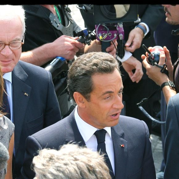 Cécilia et Nicolas Sarkozy, José Manuel Barroso - Défilé du 14 juillet sur les Champs-Elysées le 14 juillet 2007 ALAIN GUIZARD / BESTIMAGE