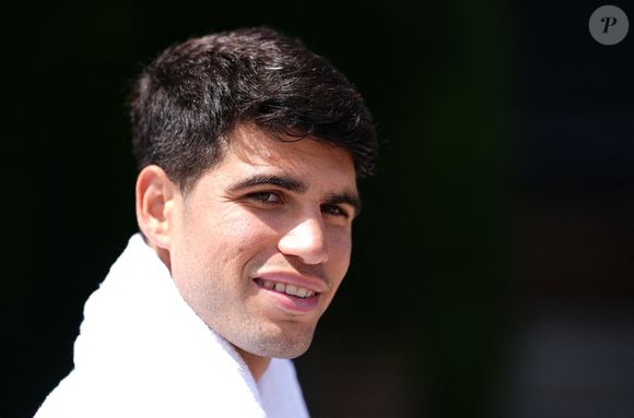 Carlos Alcaraz lors d'une séance d'entraînement au All England Lawn Tennis and Croquet Club à Wimbledon avant les championnats de Wimbledon, qui débutent le 30 juin. 27 juin 2025, Londres, Royaume-Uni. Photo by John Walton/PA Wire/ABACAPRESS.COM