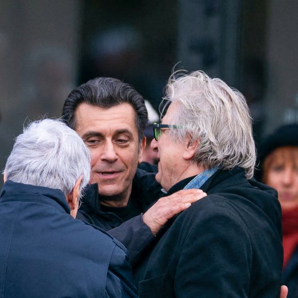 Albert Kassabi (Les Forbans) et Alain Turban aux obsèques du chanteur Herbert Léonard au crématorium de Saint-Fargeau-Ponthierry, France, le 12 mars 2025. © Bestimage