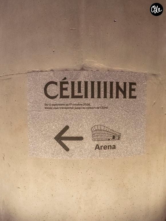La station La Défense Grande Arche du RER E se met aux couleurs de Céline Dion, des quais jusqu’aux panneaux à l'occasion de sa résidence à La Plénitude Arena Paris La Défense, voisine de la station.
©Théo Castillon/Bestimage