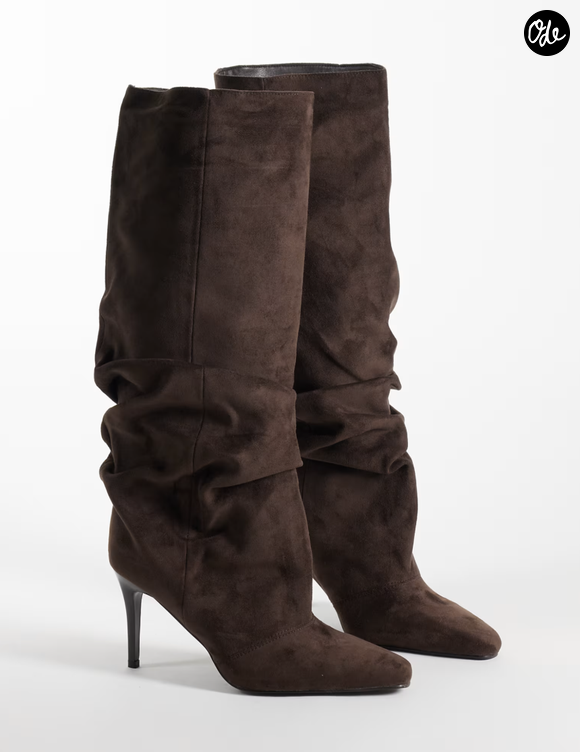Simmi London bottes Reece froncées mi-mollet coupe large marron en suédine