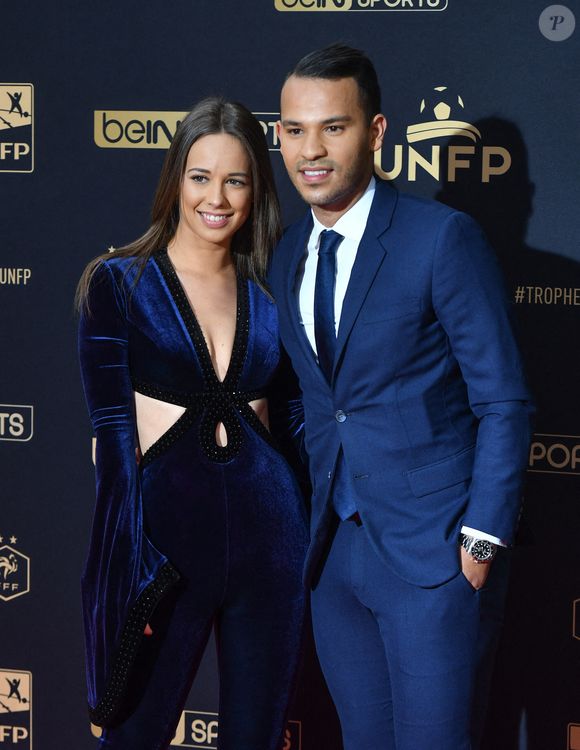 Mohamed Bouhafsi et sa compagne assistant à la cérémonie de remise des Trophées de l'UNFP au Pavillon d'Hermenonville à Paris, France, le 19 mai 2019. Photo Laurent Zabulon/ABACAPRESS.COM
