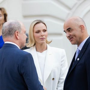 Le prince Albert II de Monaco et la princesse Charlène de Monaco ont accueilli au Palais princier les ambassadeurs et représentants permanents des 46 États membres de l'organisation du Conseil de l'Europe, Monaco le 2 septembre 2026. © Olivier Huitel/Pool Monaco/Bestimage