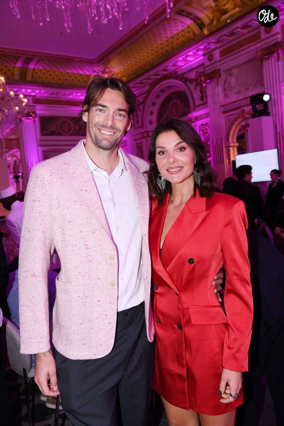 Camille Lacourt et sa compagne Alice Detollenaere - Photocall du 5ème gala de charité de l'association "Les Bonnes Fées" à l'occasion de la campagne mondiale "Octobre Rose" à l'hôtel Peninsula, Paris le 3 octobre 2024.. © Rachid Bellak/Bestimage