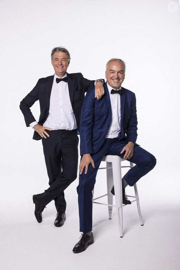 Alain Marschall et Olivier Truchot célèbrent l'anniversaire de leur talk-show LES GRANDES GUEULES sur RMC et RMC Story Octobre 2024.  Photo par Etienne Jeanneret/ABACAPRESS.COM