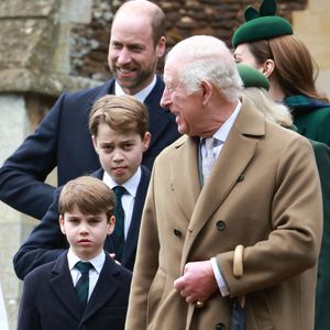 Prince Louis, Prince George, Le prince William, prince de Galles, Le roi Charles III d'Angleterre - La famille royale britannique se rend à la messe de Noël à Sandringham le 25 décembre 2024. Julien Burton / Bestimage