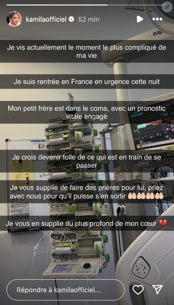 Kamila (Secret Story) annonce que son petit frère est dans le coma. Instagram