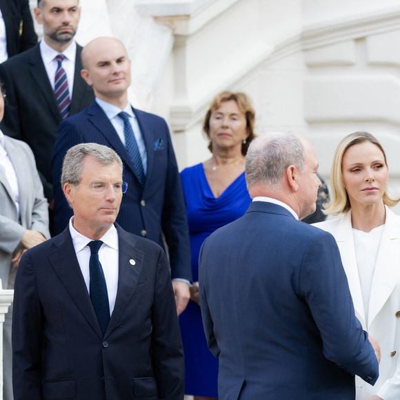 Le prince Albert II de Monaco et la princesse Charlène de Monaco ont accueilli au Palais princier les ambassadeurs et représentants permanents des 46 États membres de l'organisation du Conseil de l'Europe, Monaco le 2 septembre 2026. © Olivier Huitel/Pool Monaco/Bestimage