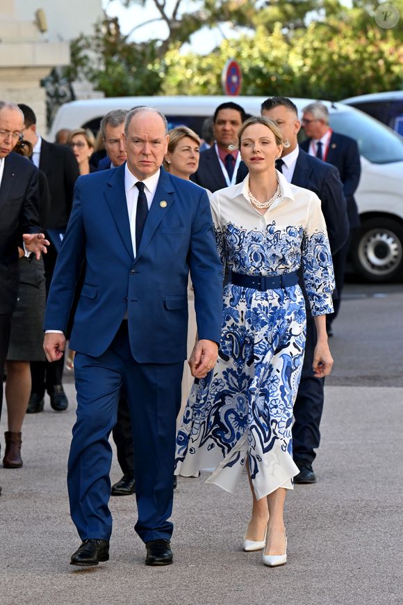 Le prince Albert II de Monaco et la princesse Charlene de Monaco ont ouvert la 17eme édition du Monaco Blue Initiative, (MBI), au Musée Océanographique de Monaco, le 27 mai 2026.
© Bruno Bebert/Bestimage