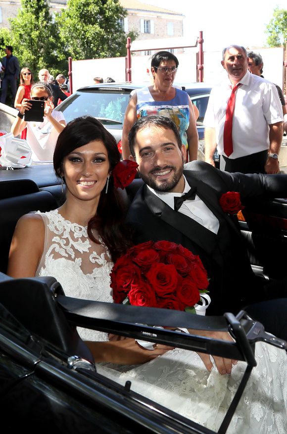 Mariage civil de Sophie Vouzelaud, première dauphine de Miss France 2007 et malentendante, avec son compagnon Fabien Boutamine à Saint Junien le 18 août 2018. © Patrick Bernard / Bestimage