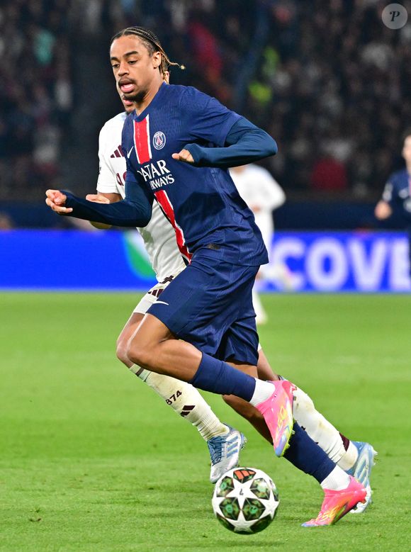 Bradley Barcola - Match de quart de finale aller de Ligue Des Champions 2024-2025 (LDC) "PSG - Aston-Villa (3-1)" au Parc des Princes, le 9 avril 2025. Christian Liewig / Bestimage
