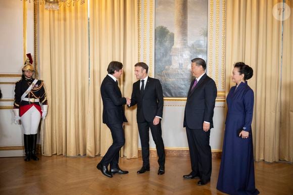 Axel Dumas, le président chinois Xi Jinping et le président français Emmanuel Macron et la première dame chinoise Peng Liyuan ainsi que Brigitte Macron à l'Elysée le 6 mai 2024  © Eliot Blondet / Pool / Bestimage