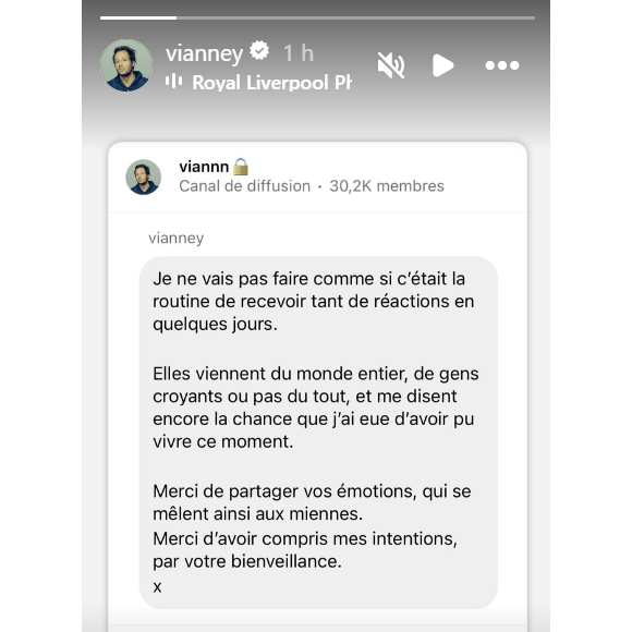 "Je ne vais pas faire comme si c’était la routine de recevoir tant de réactions en quelques jours. Elles viennent du monde entier, de gens croyants ou pas du tout"
Vianney a exprimé sa gratitude sur Instagram après sa prestation pour la réouverture de Notre-Dame de Paris