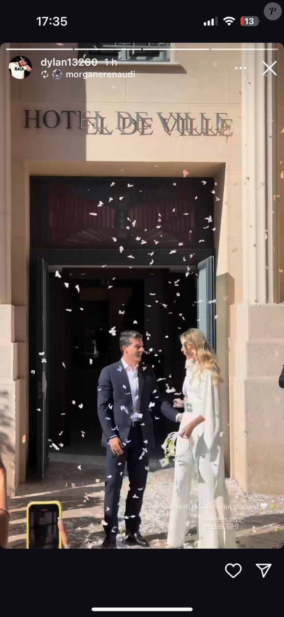Story Instagram de Dylan Deschamps sur son mariage civile à Nice
