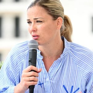 Exclusif - Laure Boulleau lors du moment d'échange autour de la place des femmes dans le milieu professionnel en marge du Bullpadel Show 06 à Antibes Juan les Pins, sur le roof top du 1932 Hôtel & Spa Cap d'Antibes en 2025. © Bruno Bebert/Bestimage