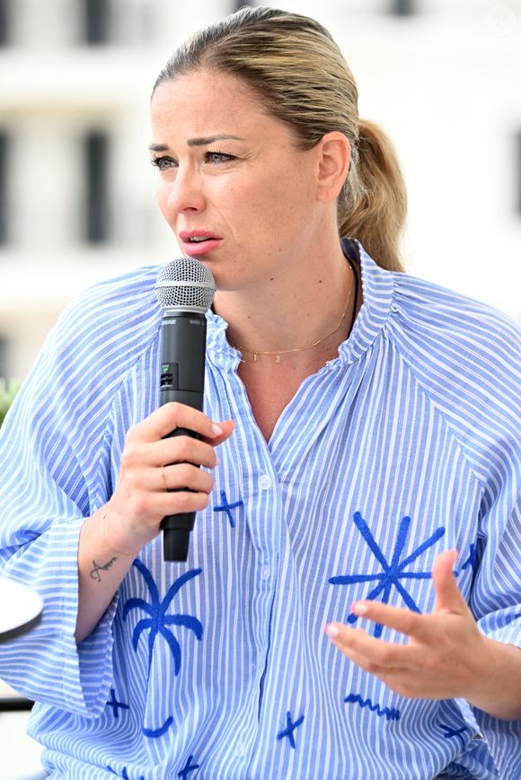 Exclusif - Laure Boulleau lors du moment d'échange autour de la place des femmes dans le milieu professionnel en marge du Bullpadel Show 06 à Antibes Juan les Pins, sur le roof top du 1932 Hôtel & Spa Cap d'Antibes en 2025. © Bruno Bebert/Bestimage