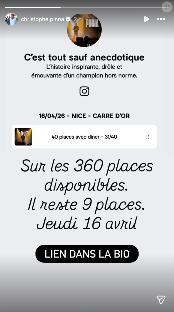Capture d'écran de la story de Christophe Pinna ce jeudi 5 mars 2026.