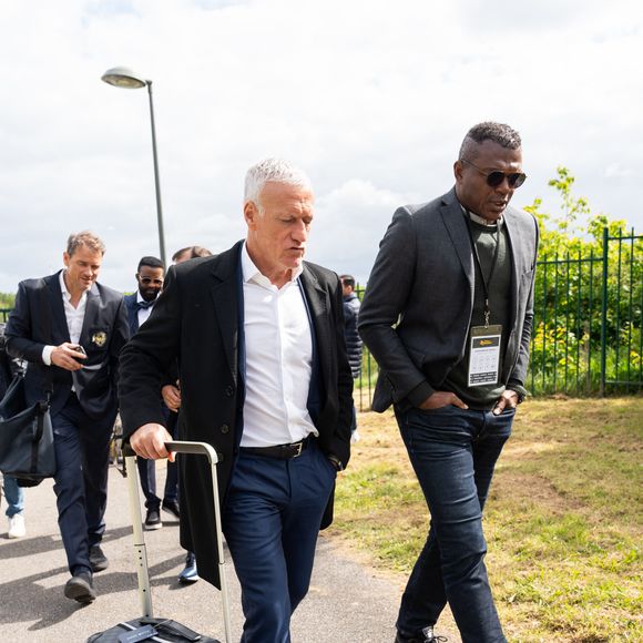 Exclusif - Didier Deschamps, Marcel Desailly - Match de football caritatif du Variétés club de France au profit de l'opération Pièces jaunes au stade Bernard Giroux à Plaisir, France, le 24 avril 2024. Le match a permis de récolter 57.500€. © Pierre Perusseau/Bestimage