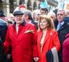 Lorrain de Saint Affrique, Gérald Gérin, Jean-Marie Le Pen et sa femme Jany Le Pen - Jean-Marie Le Pen lors de son traditionnel hommage du 1er mai à Jeanne d'Arc - Paris le 1 er Mai 2017